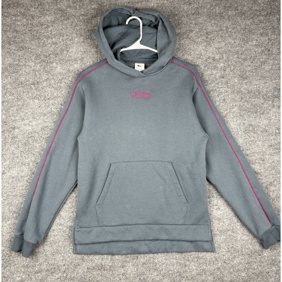 Puma Tops - PUMA Women's Long Sleeve Fleece Pullover Hoodie Gray Blue Small Soft Comfort